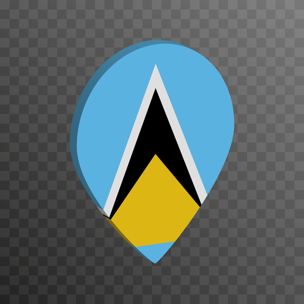 Map pointer with Saint Lucia flag. Vector illustration.