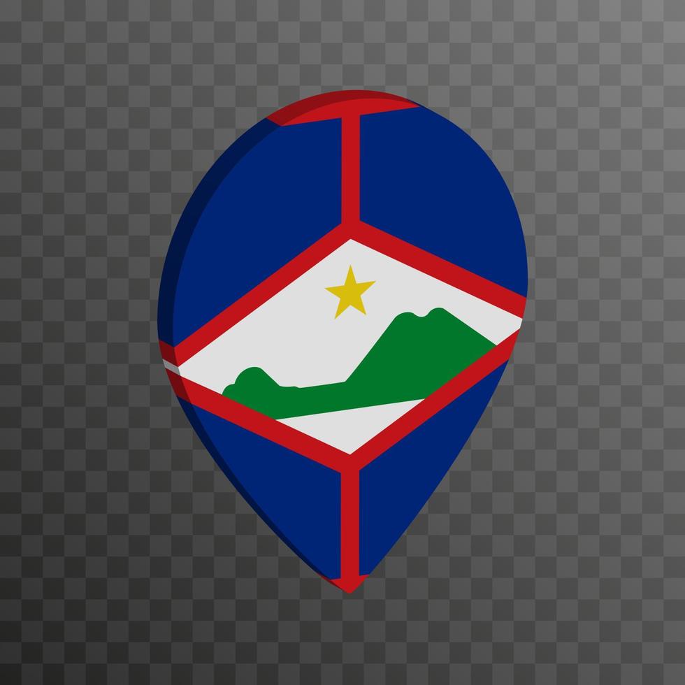 Map pointer with Sint Eustatius flag. Vector illustration.
