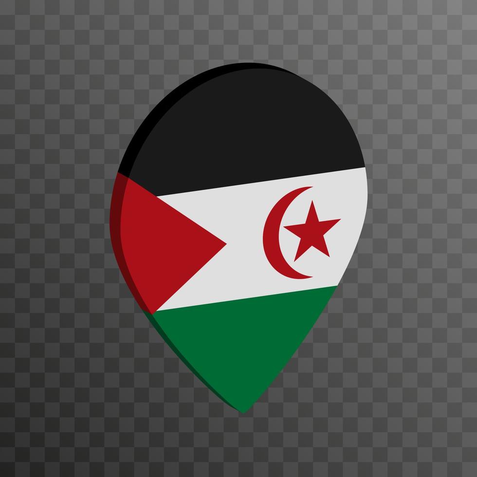 Map pointer with Western Sahara flag. Vector illustration.