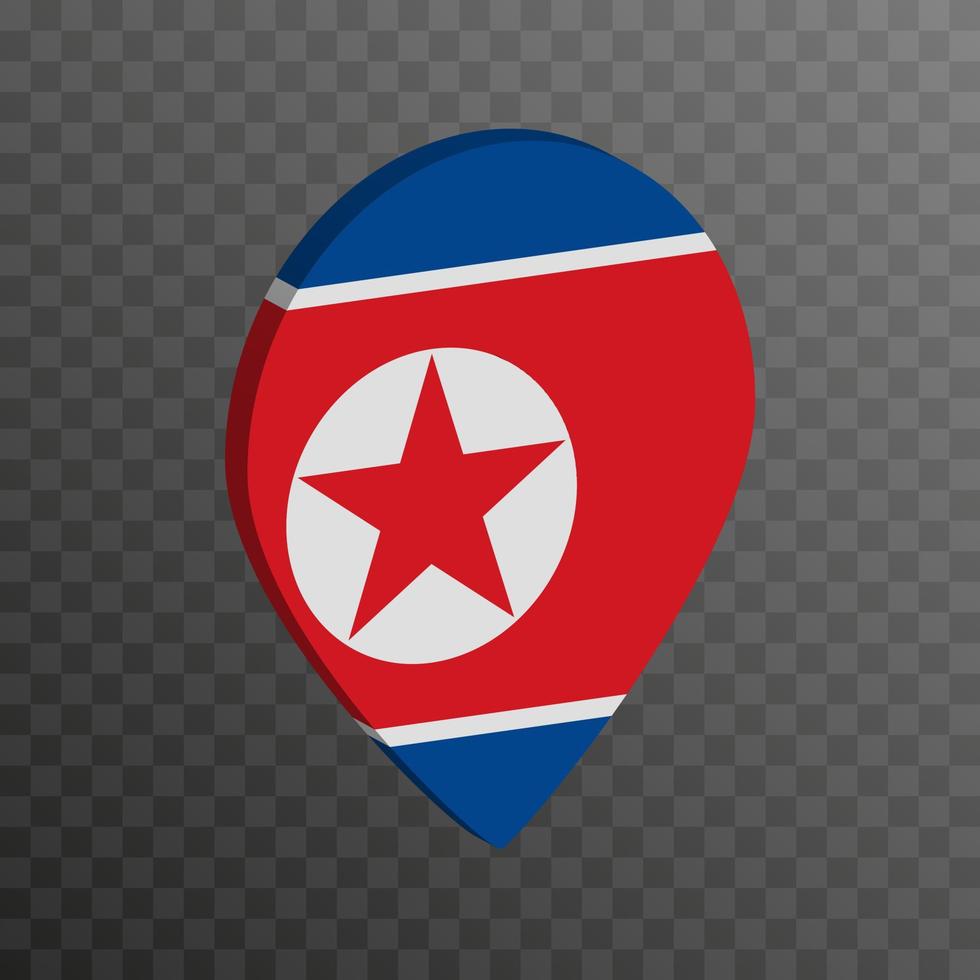 Map pointer with North Korea flag. Vector illustration.