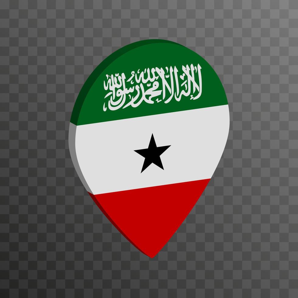 Map pointer with Somaliland flag. Vector illustration.