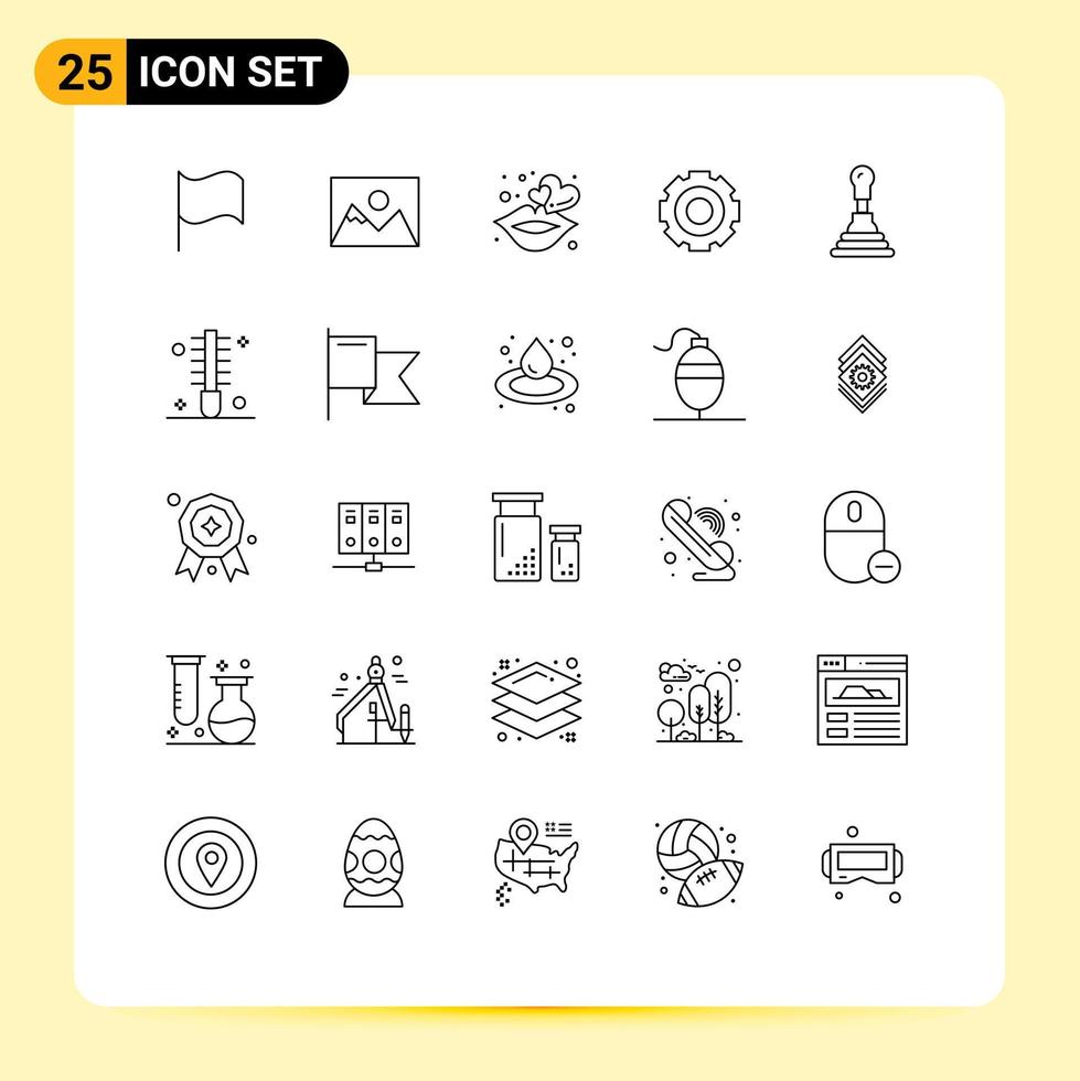 Universal Icon Symbols Group of 25 Modern Lines of auto universal lips setting general Editable Vector Design Elements