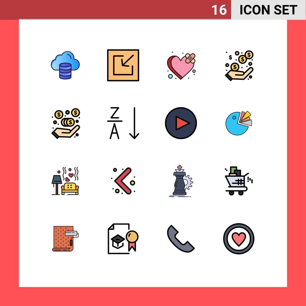 Set of 16 Modern UI Icons Symbols Signs for marketing fees commission breakup earnings profit Editable Creative Vector Design Elements