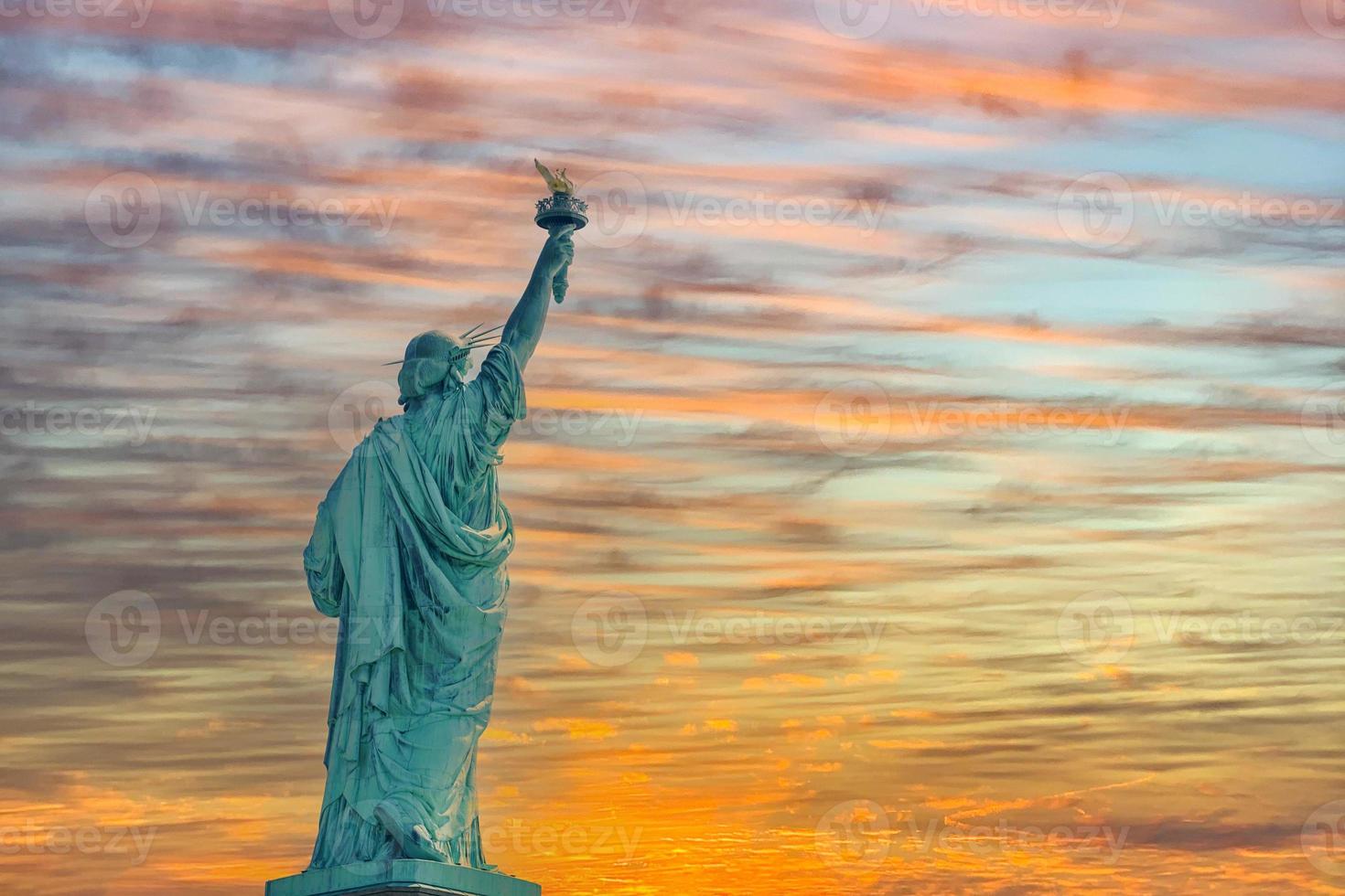 Statue of liberty New york city usa at sunset photo