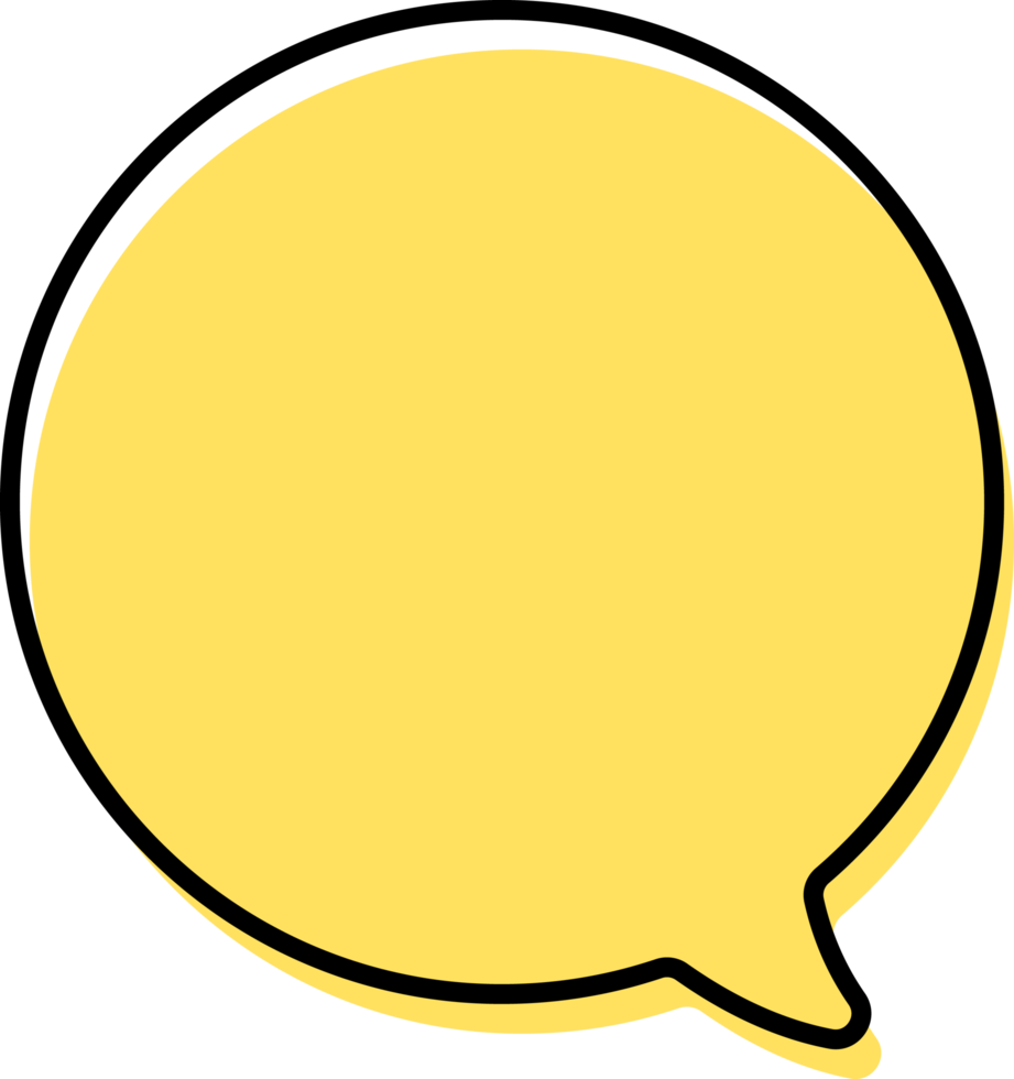 Cute yellow doodle speech bubble hand drawn for decoration png