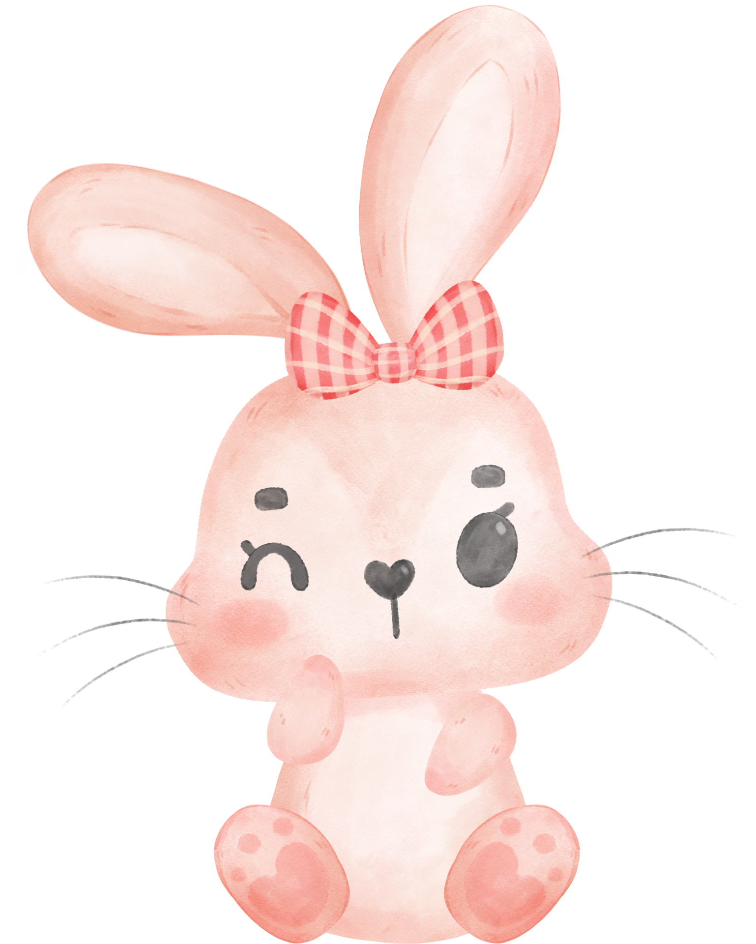 Free Cute happy sweet pink bunny rabbit cartoon character watercolour  17229253 PNG with Transparent Background