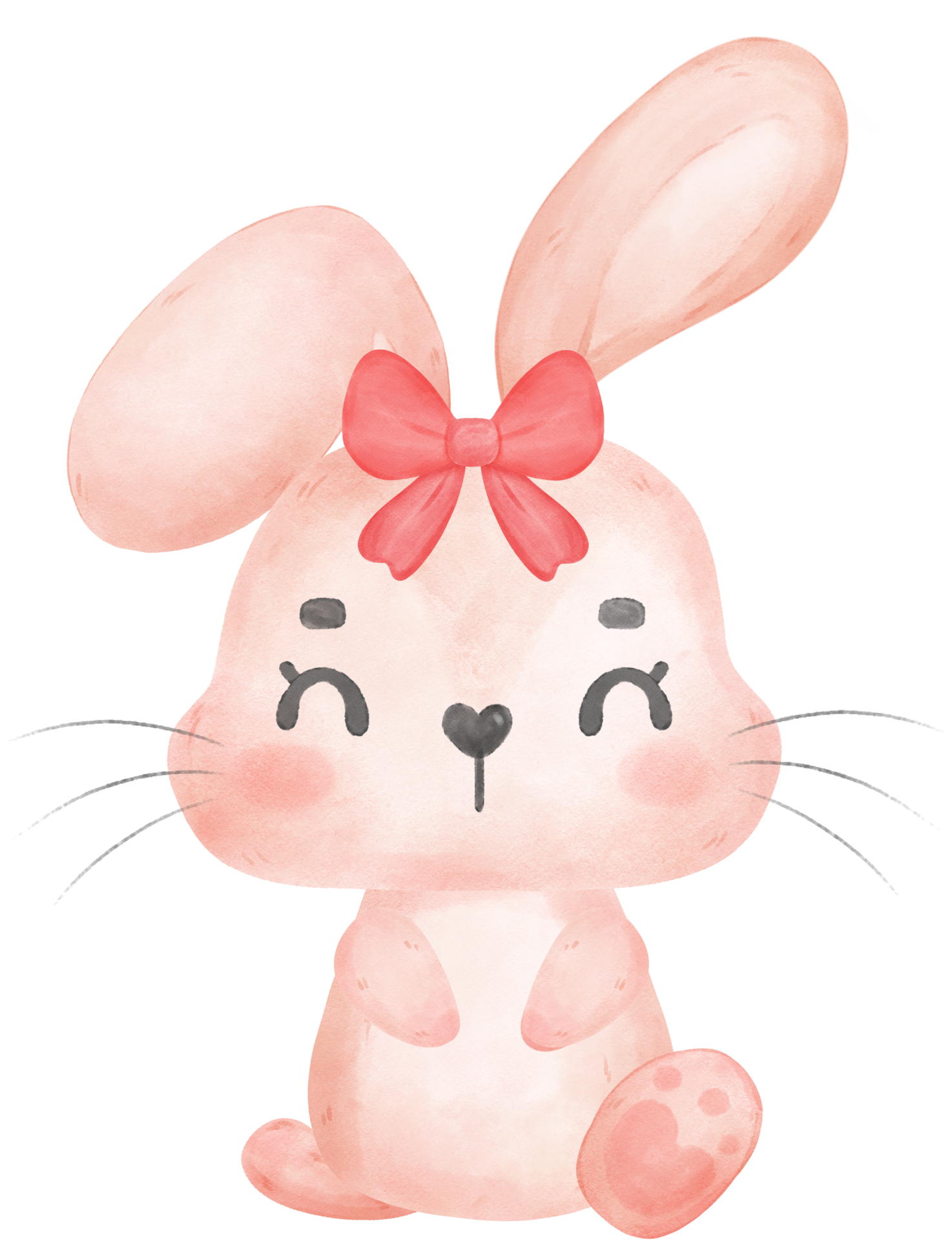Cute happy sweet pink bunny rabbit cartoon character watercolour 17229255  PNG