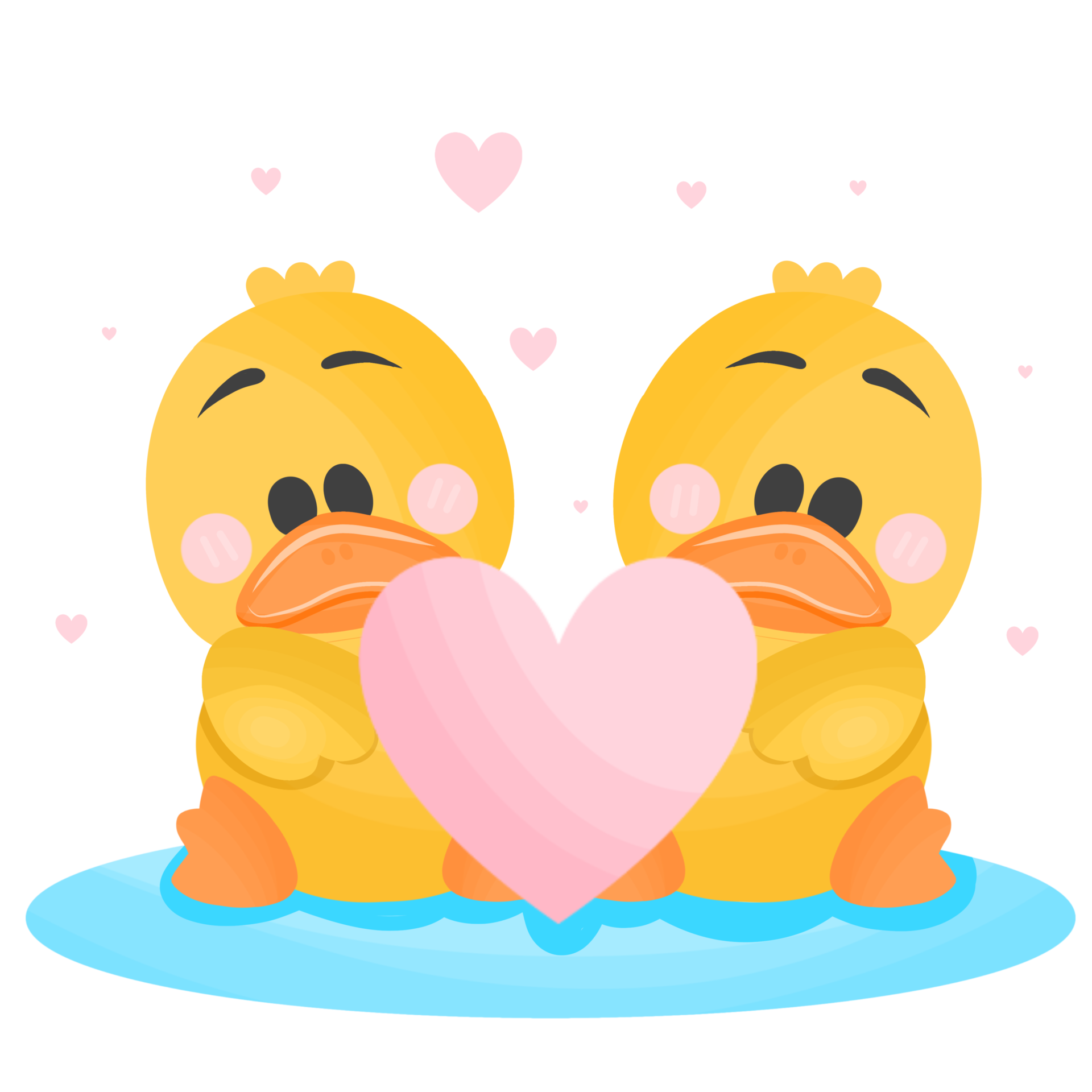 Free duck in love, couple animals with heart valentine's day 17229662 PNG  with Transparent Background