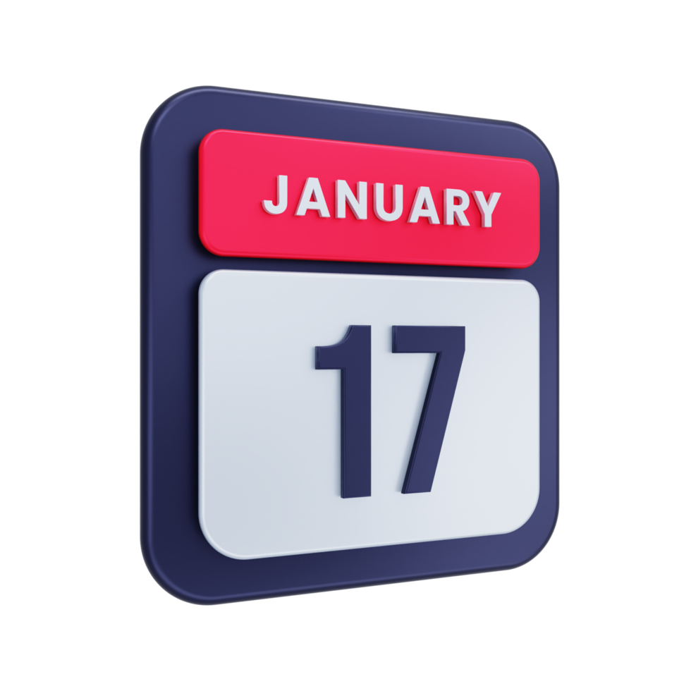 januari realistisk kalender ikon 3d illustration datum januari 17 png
