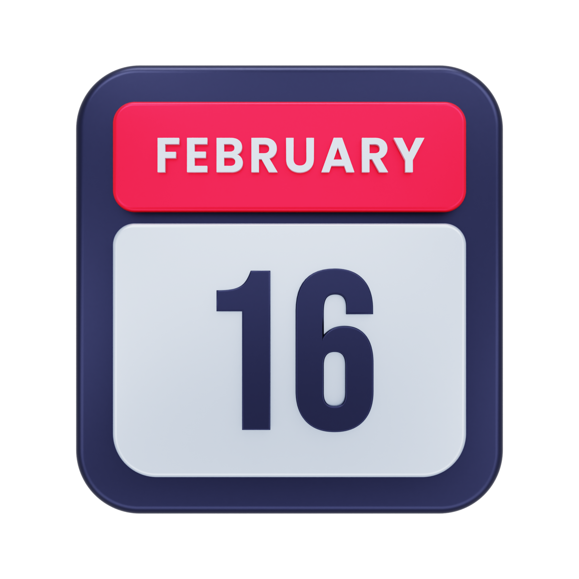 February Realistic Calendar Icon 3D Illustration Date February 16
