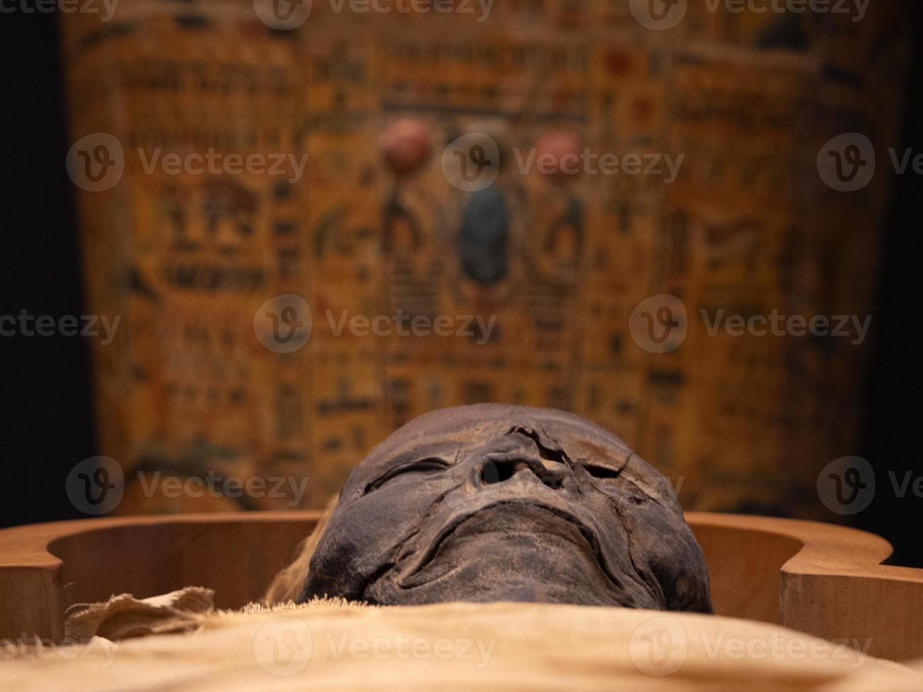 Egyptian mummy face close up detail photo