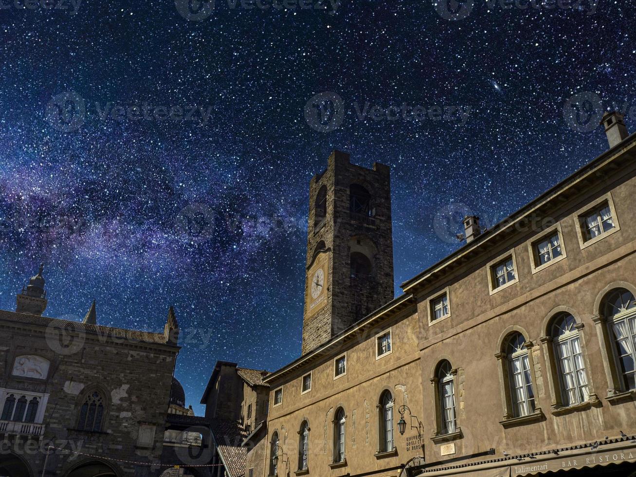 Bergamo piazza maggiore place view at starry night photo