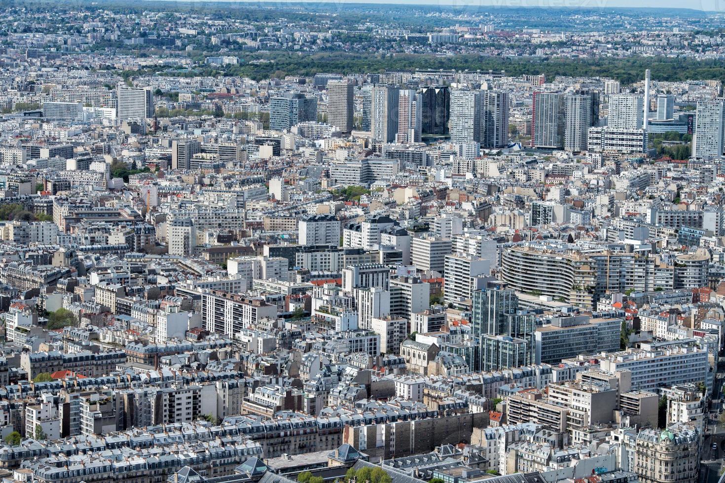 Paris sunny blue sky aerial view photo