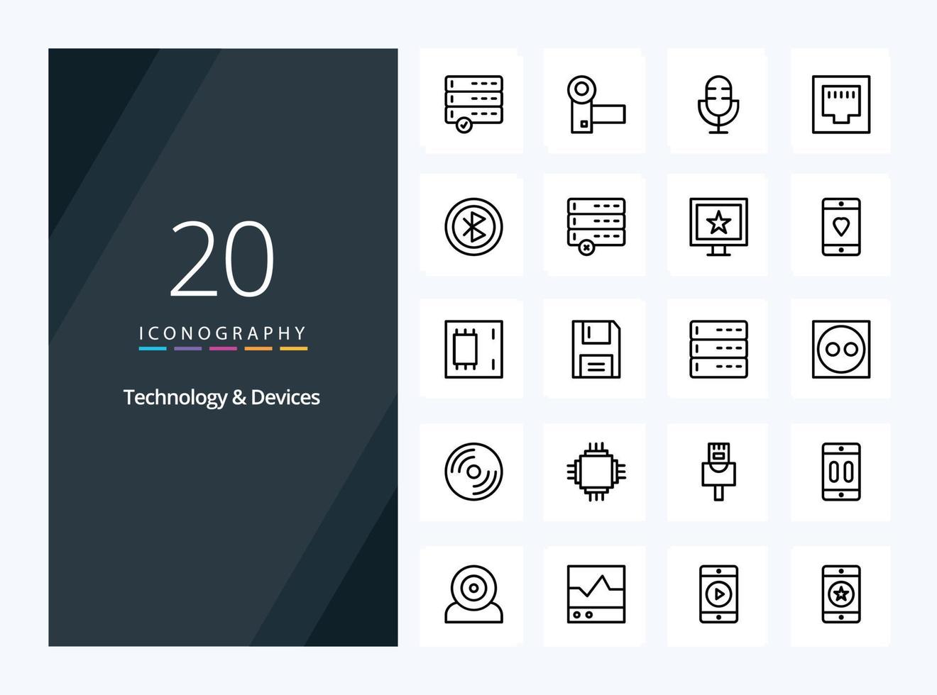20 Devices Outline icon for presentation vector