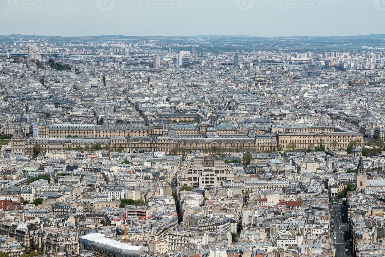 Paris Louvre and city view aerial landscape from tower photo