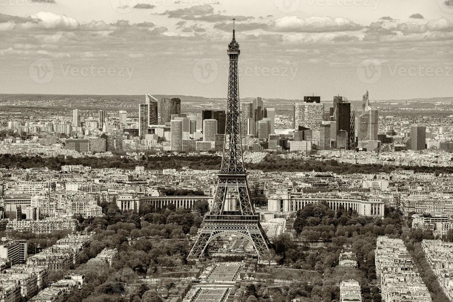 paris cityscape view panorama old style sepia photo