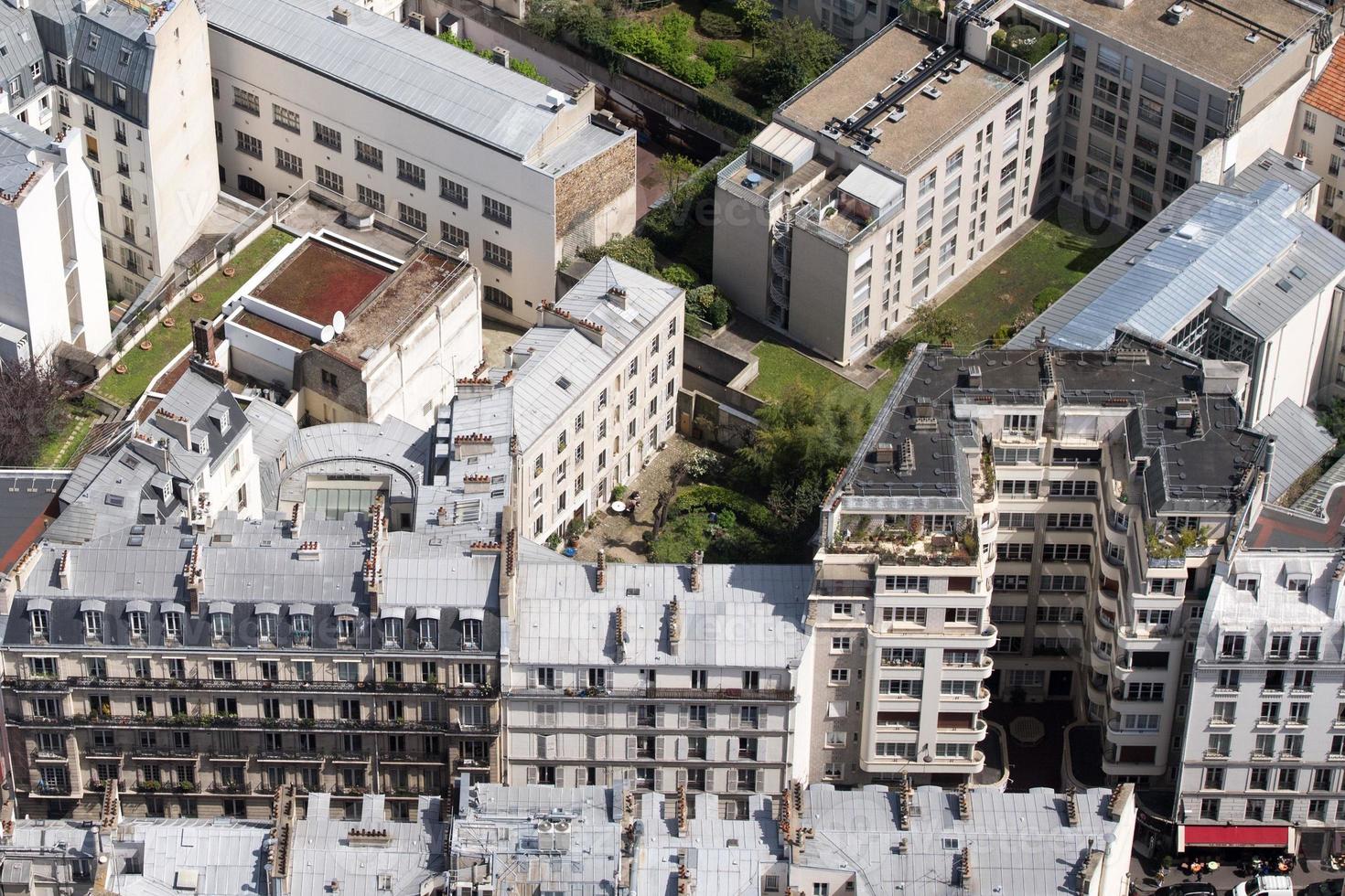 parís edificio vista de la ciudad paisaje aéreo desde la torre foto