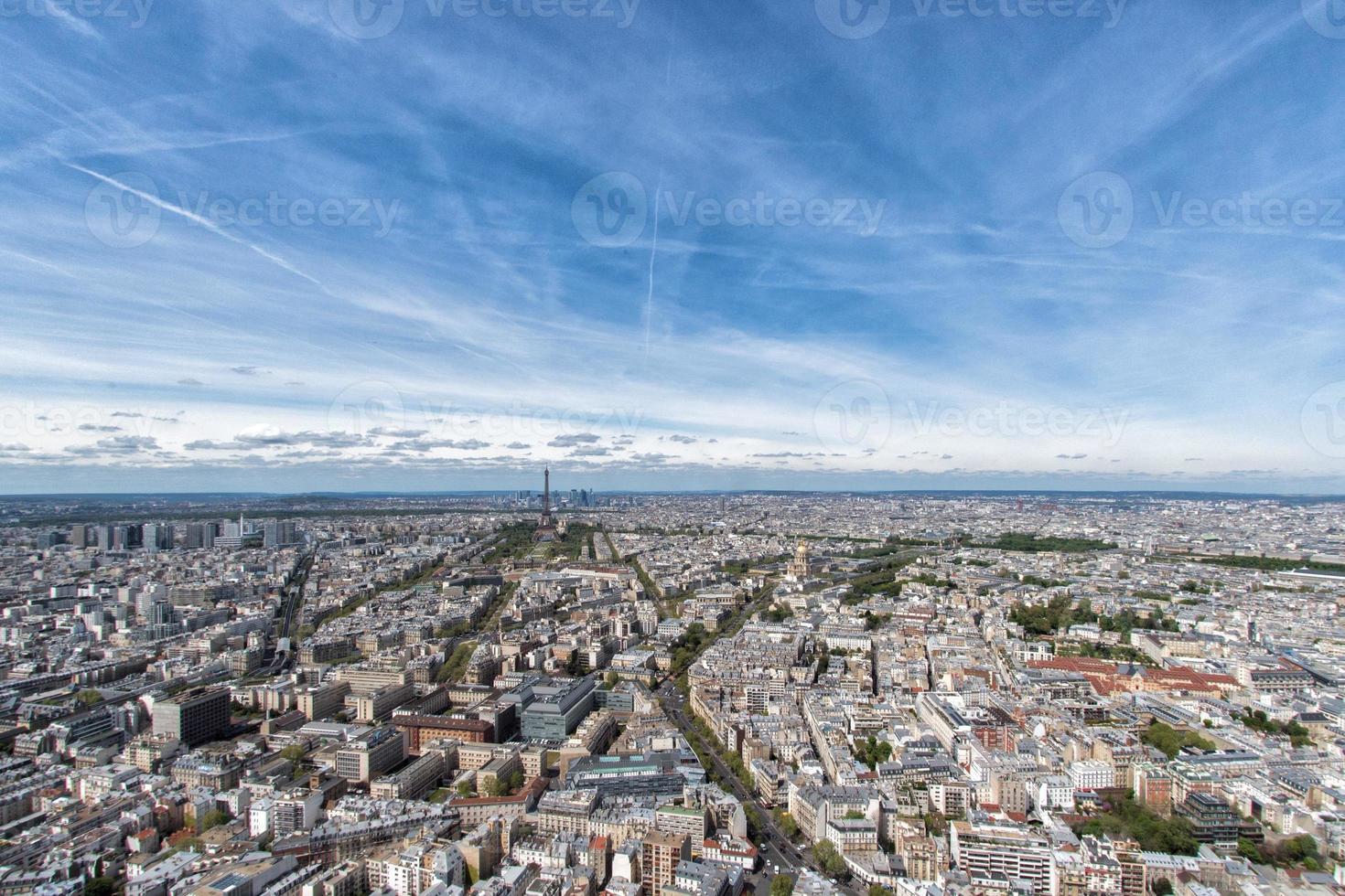 parís edificio vista de la ciudad paisaje aéreo desde la torre foto