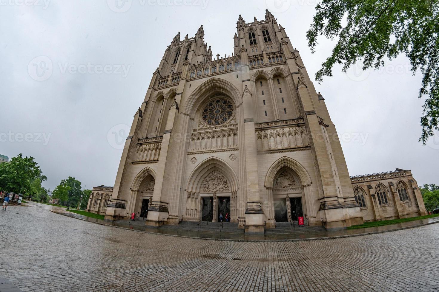 Washington Cathedral dome historic church under the rain photo