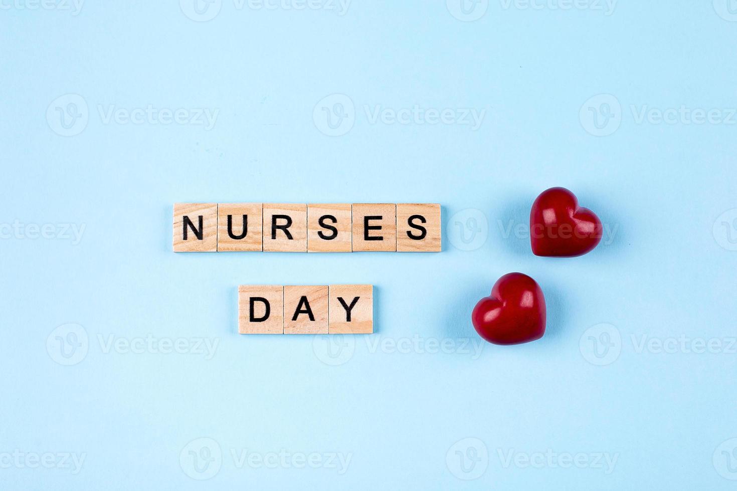 International Nurses Day Concept, May 6. Healthcare medicine concept. Top view, flat lay. photo