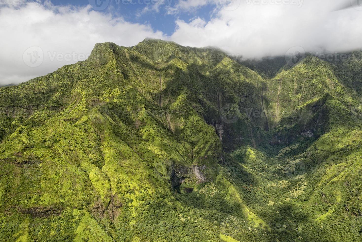 kauai hawaii island mountains aerial view photo