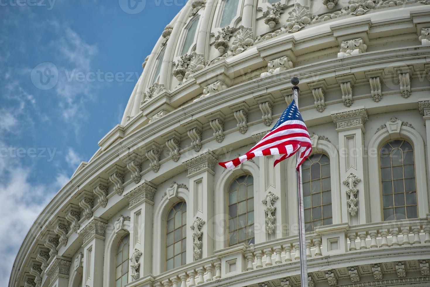 Washington DC Capitol detail on cloudy sky photo