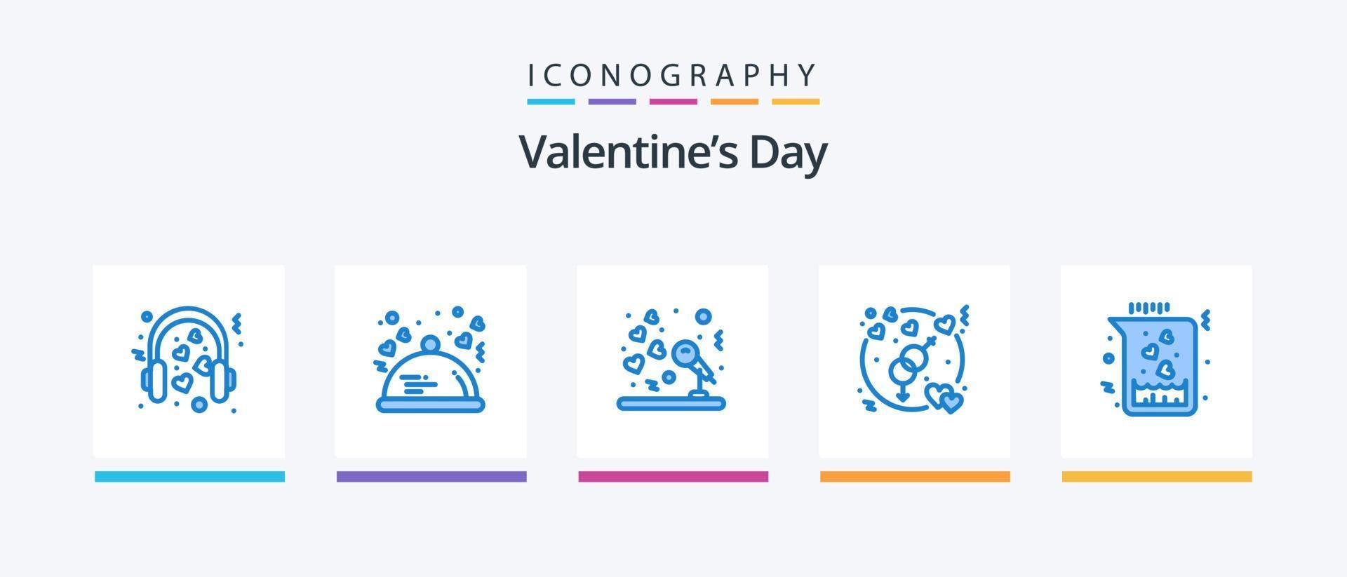 Valentines Day Blue 5 Icon Pack Including wedding love. gender. restaurant. engagement. music. Creative Icons Design vector