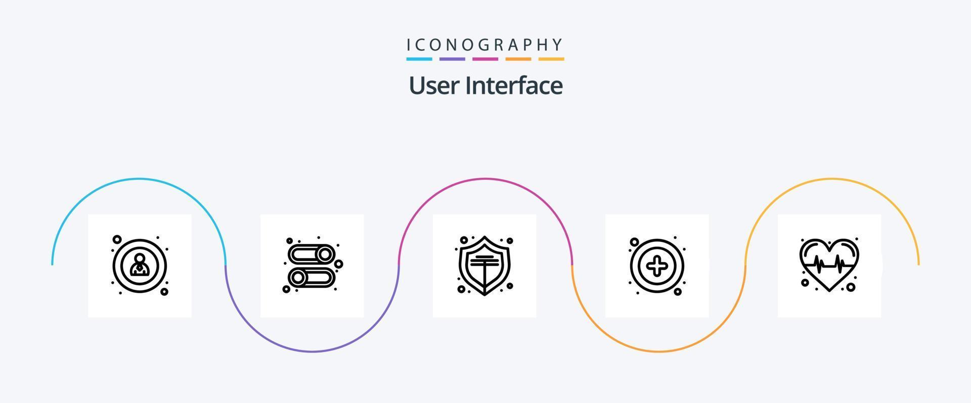 User Interface Line 5 Icon Pack Including . pulse. protect. heart. user vector