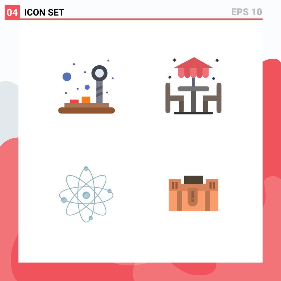 Pack of 4 Modern Flat Icons Signs and Symbols for Web Print Media such as control nuclear joystick dinner chemistry Editable Vector Design Elements