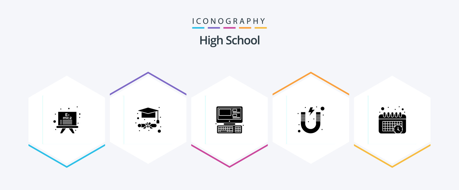 High School 25 Glyph Icon Pack Including Time Calendar System Study high-school-25-glyph-icon-pack-including-time-calendar-system-study