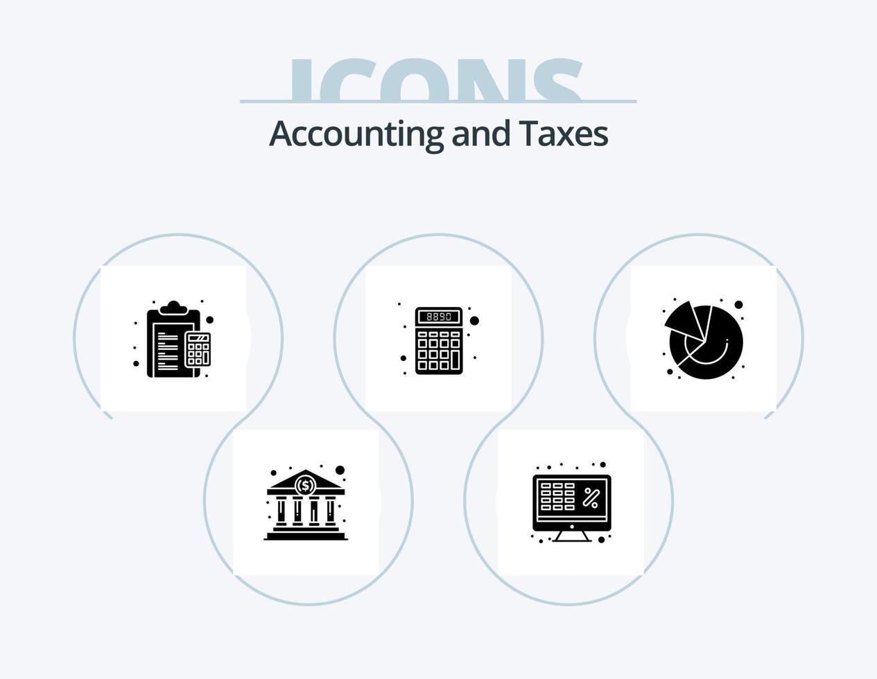 Taxes Glyph Icon Pack 5 Icon Design. money. finance. money. calculator. duties vector