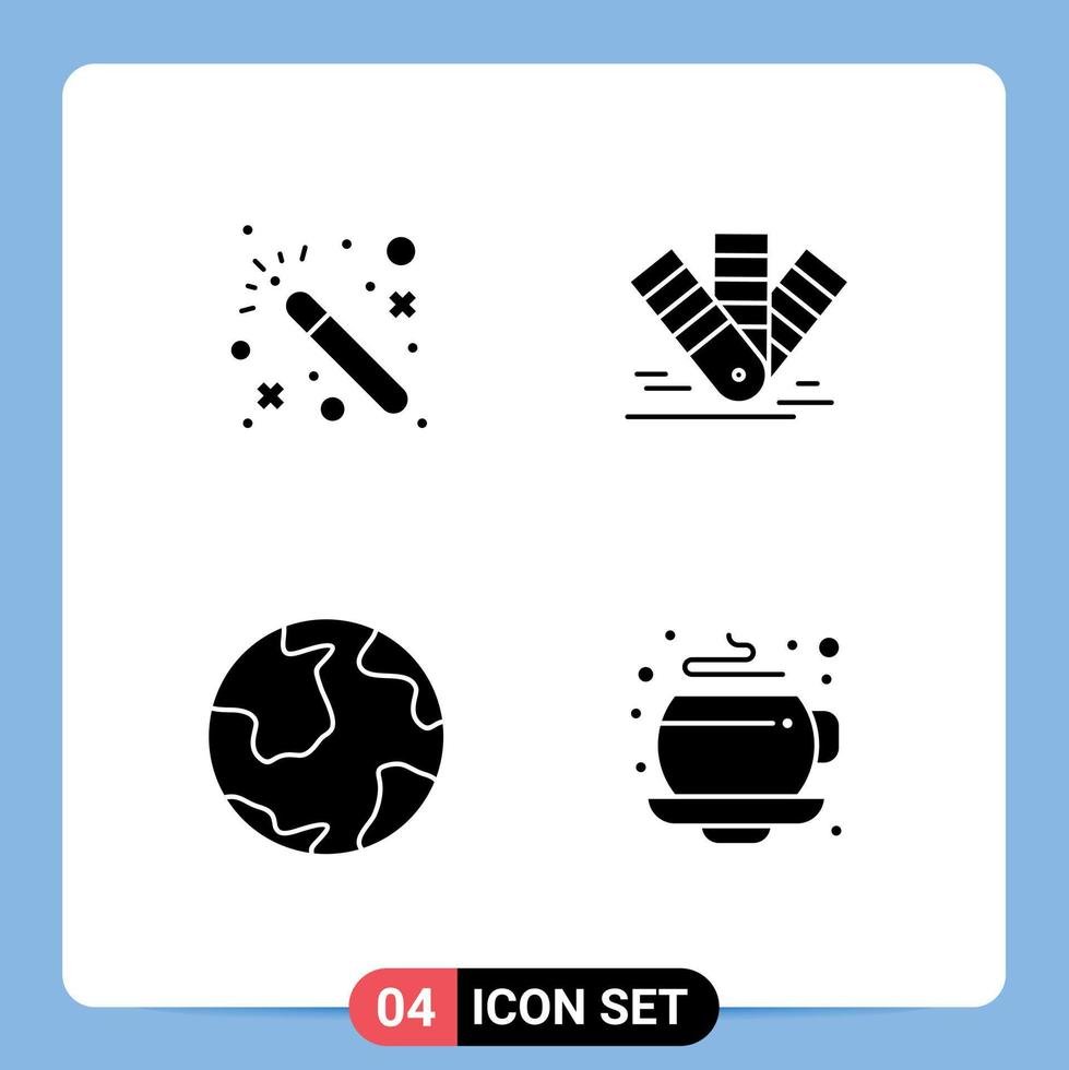 Set of Vector Solid Glyphs on Grid for magic globe card pms geography Editable Vector Design Elements