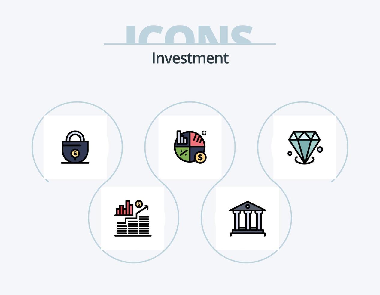paquete de iconos lleno de línea de inversión 5 diseño de iconos. Finanzas. inversión. moneda. crecimiento. dinero vector