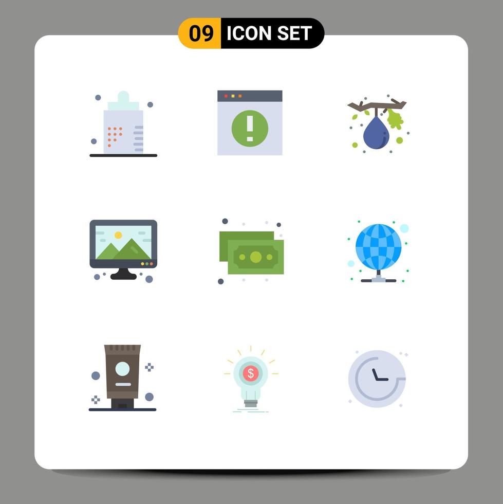 paquete de 9 signos y símbolos de colores planos modernos para medios de impresión web, como elementos de diseño vectorial editables de frutas creativas de hombre de imagen de diseño vector
