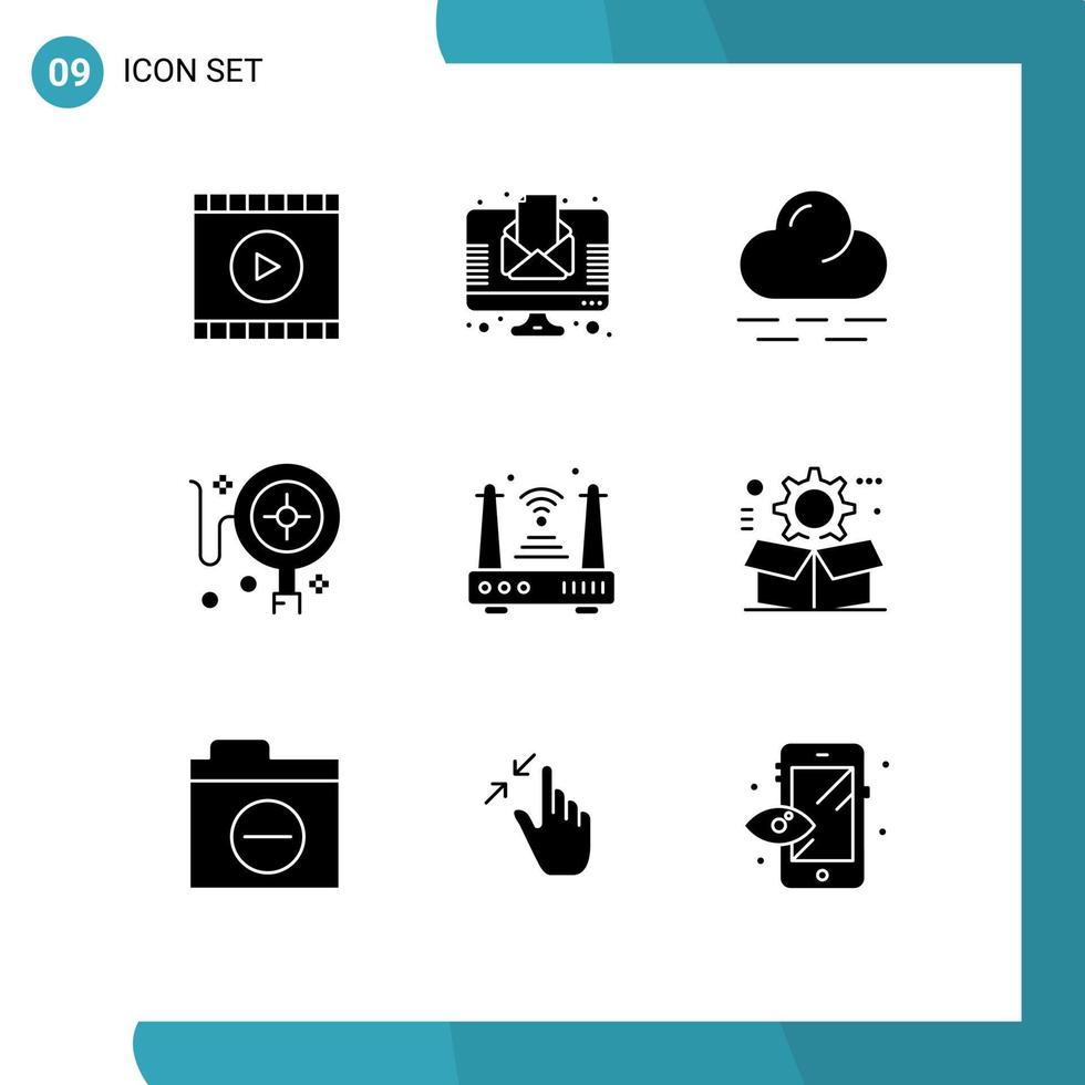 Pack of 9 creative Solid Glyphs of things iot cloud internet shopping Editable Vector Design Elements