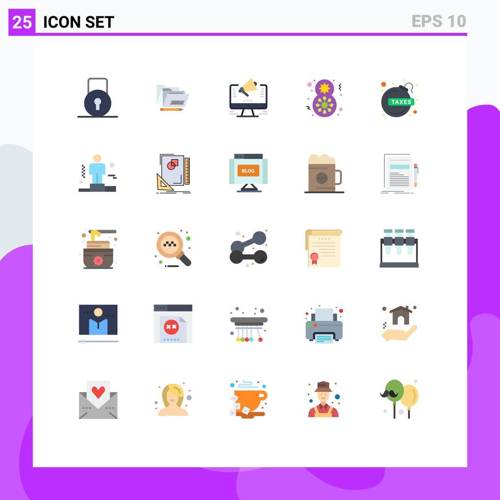 conjunto de 25 iconos de interfaz de usuario modernos signos de símbolos para promoción de regalo de bomba oferta de flores elementos de diseño vectorial editables vector