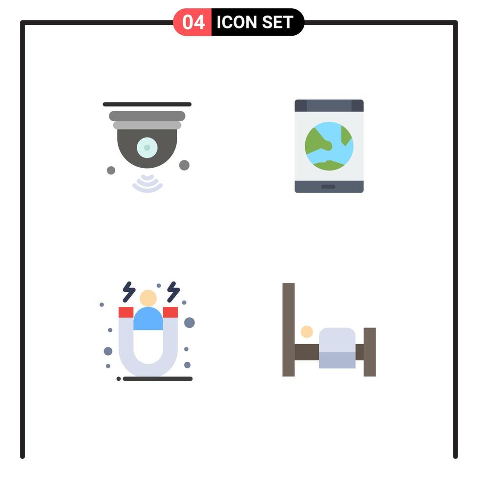 Stock Vector Icon Pack of 4 Line Signs and Symbols for camera smartphone iot connection customer Editable Vector Design Elements