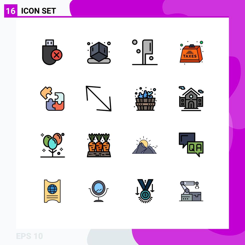 Stock Vector Icon Pack of 16 Line Signs and Symbols for game tax food payable duties Editable Creative Vector Design Elements