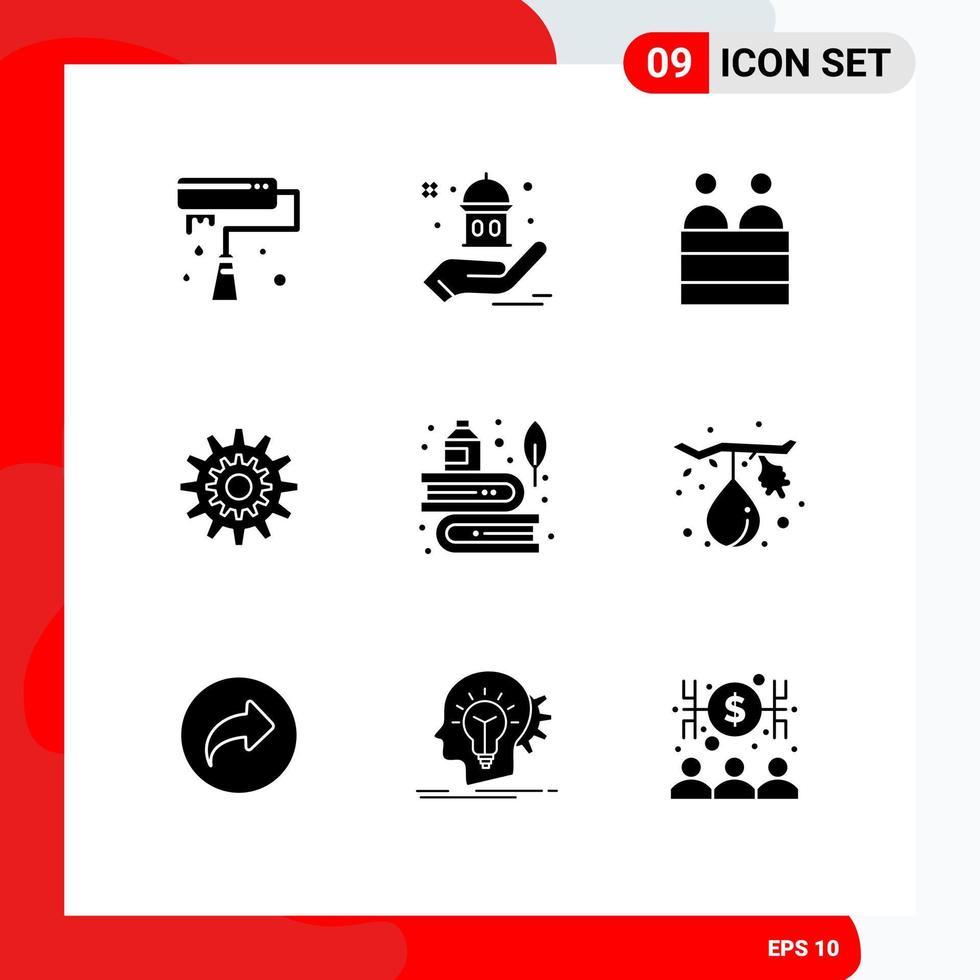 Set of 9 Modern UI Icons Symbols Signs for wheel production court gear settings Editable Vector Design Elements