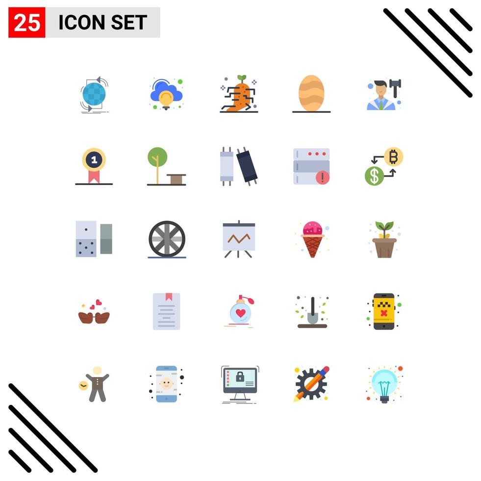 grupo de símbolos de iconos universales de 25 colores planos modernos de elementos de diseño de vectores editables para terapia de pan de idea de comida de juez