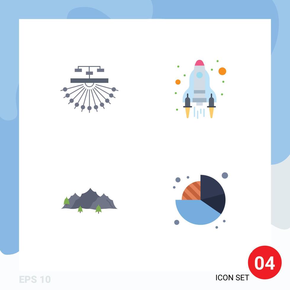 4 Thematic Vector Flat Icons and Editable Symbols of optimization mountain structure start hill Editable Vector Design Elements