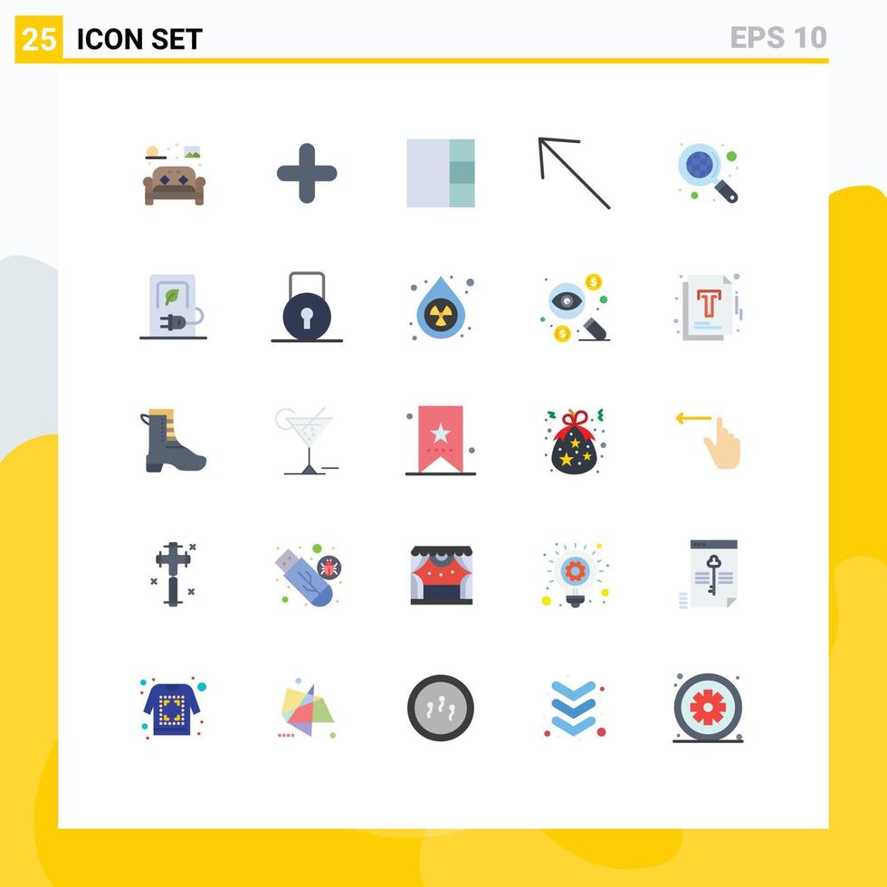 Group of 25 Modern Flat Colors Set for world wide search sign global left Editable Vector Design Elements