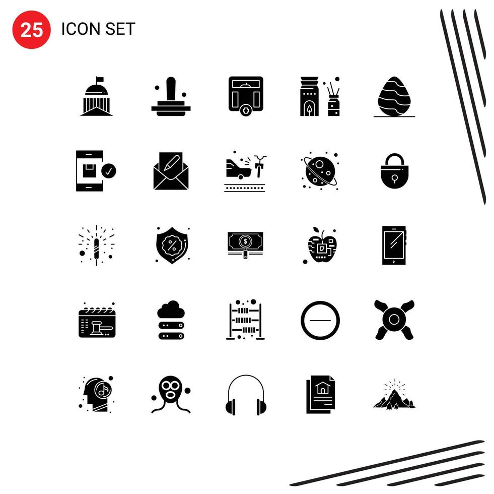 Stock Vector Icon Pack of 25 Line Signs and Symbols for easter relax stamp burner weight Editable Vector Design Elements