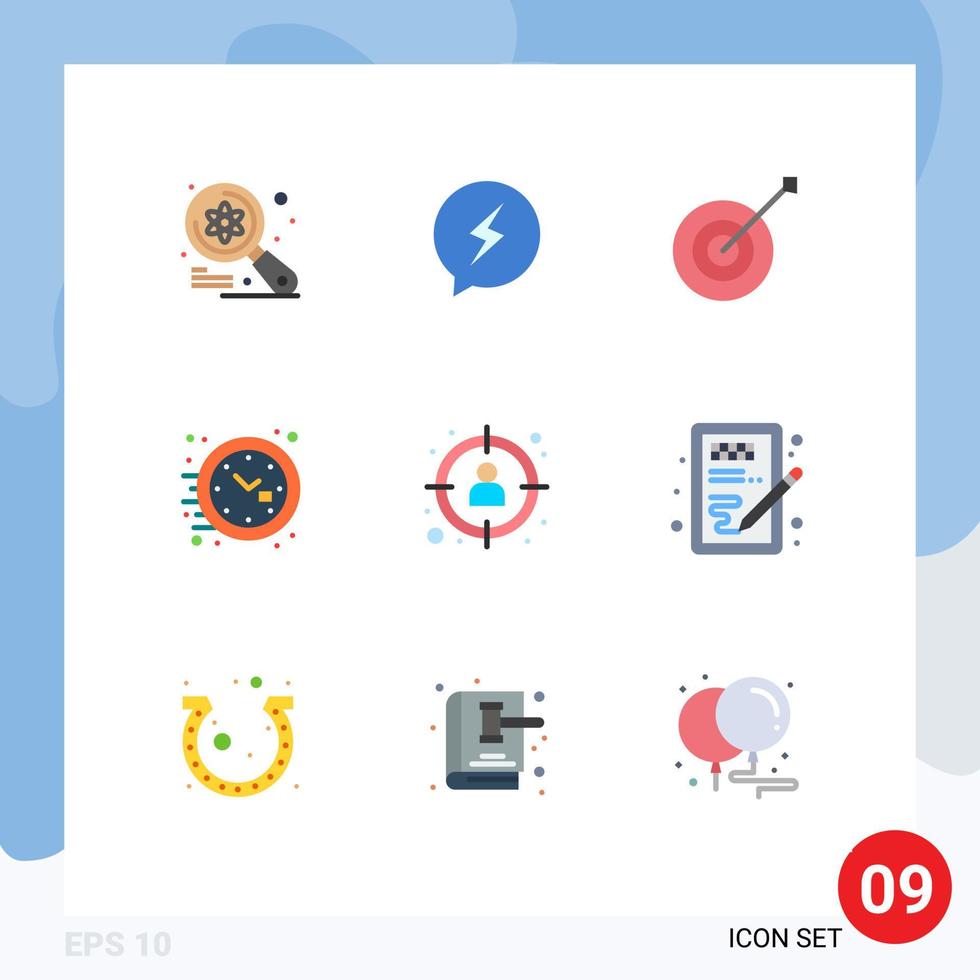 9 Thematic Vector Flat Colors and Editable Symbols of management time power office trophy Editable Vector Design Elements