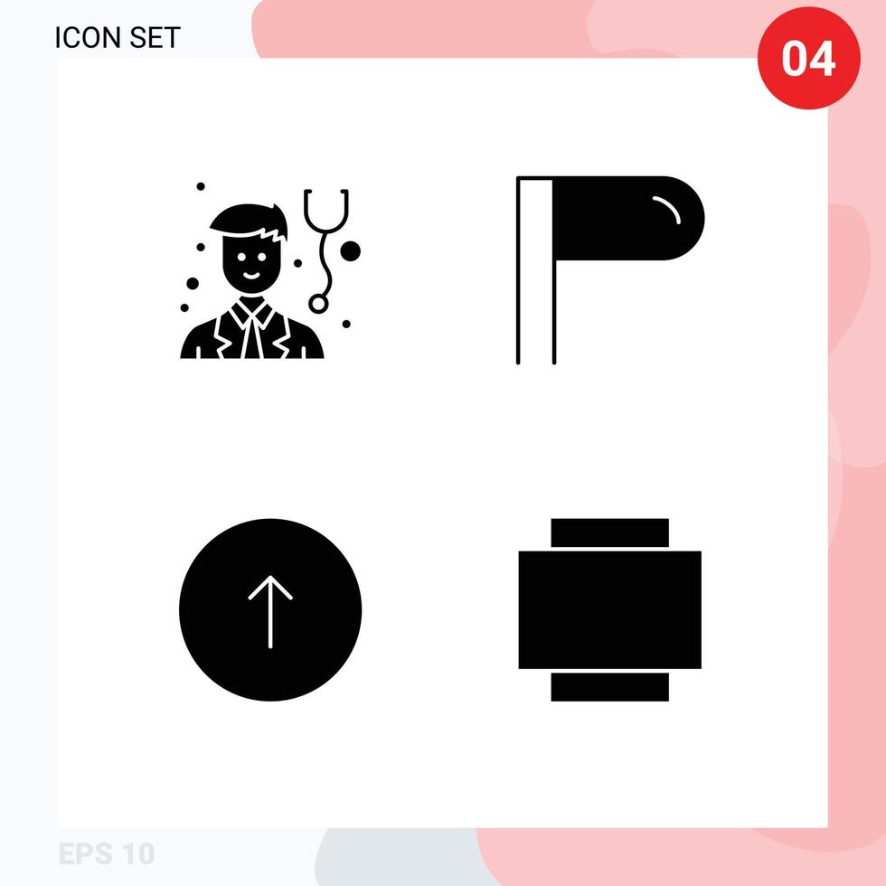 4 User Interface Solid Glyph Pack of modern Signs and Symbols of doctor web paragraph browser rotate Editable Vector Design Elements