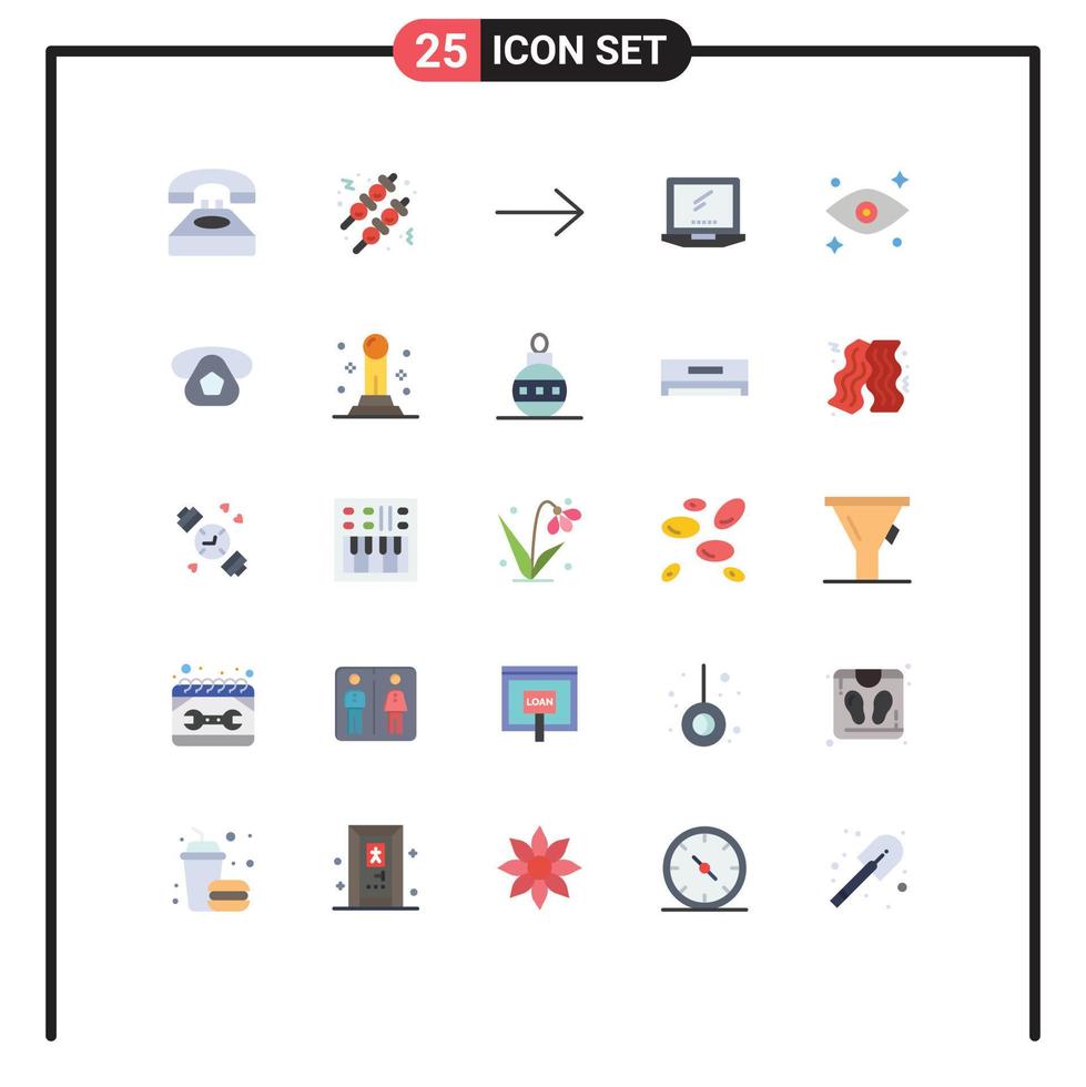 Set of 25 Modern UI Icons Symbols Signs for watching eye arrow laptop device Editable Vector Design Elements