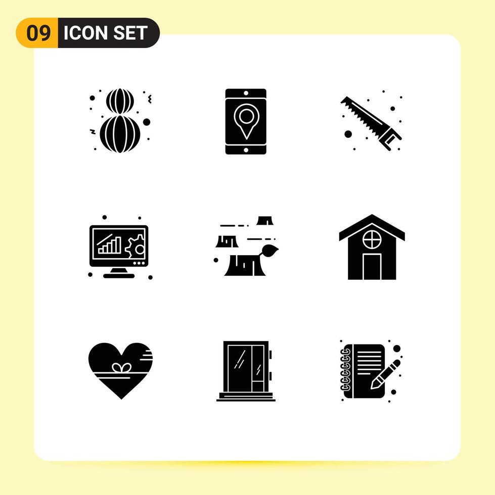 9 Creative Icons Modern Signs and Symbols of deforestation online evaluation hand data management analysis Editable Vector Design Elements