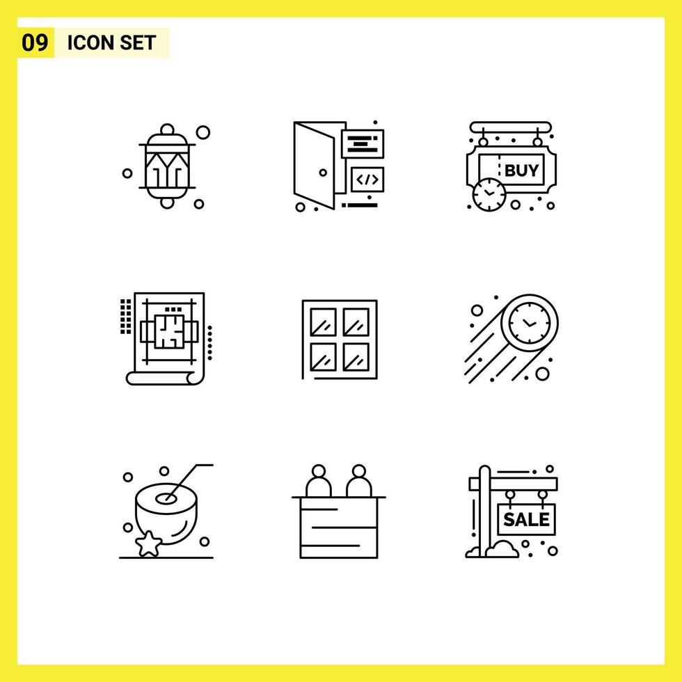 9 Outline concept for Websites Mobile and Apps blue print interior page architecture shopping Editable Vector Design Elements