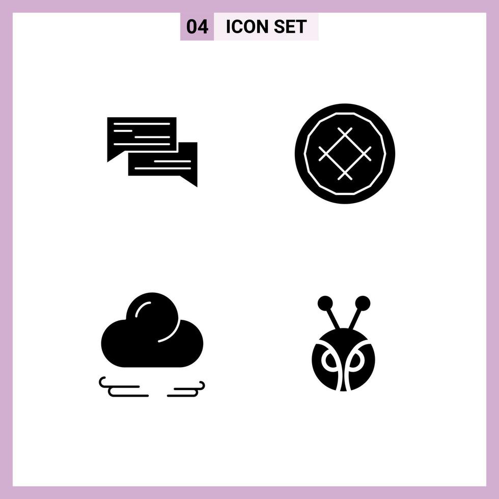 Stock Vector Icon Pack of 4 Line Signs and Symbols for chat dessert communication speech pie Editable Vector Design Elements