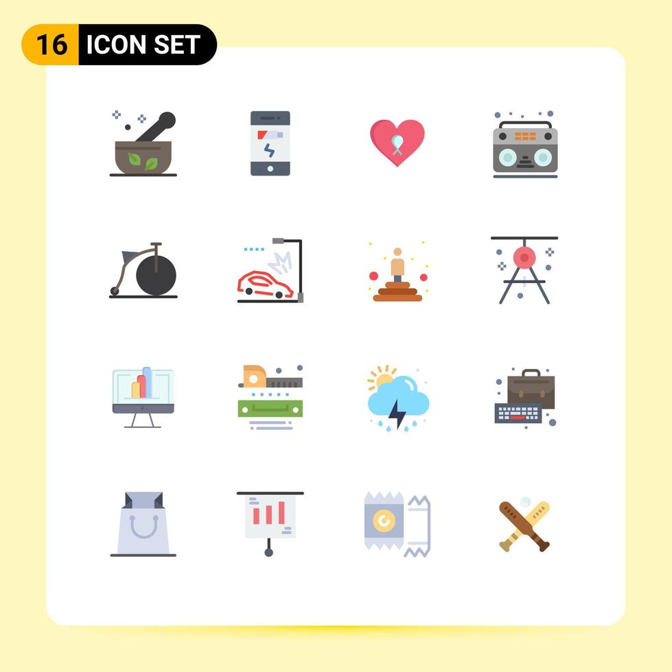 Stock Vector Icon Pack of 16 Line Signs and Symbols for transport radio heart sound audio Editable Pack of Creative Vector Design Elements